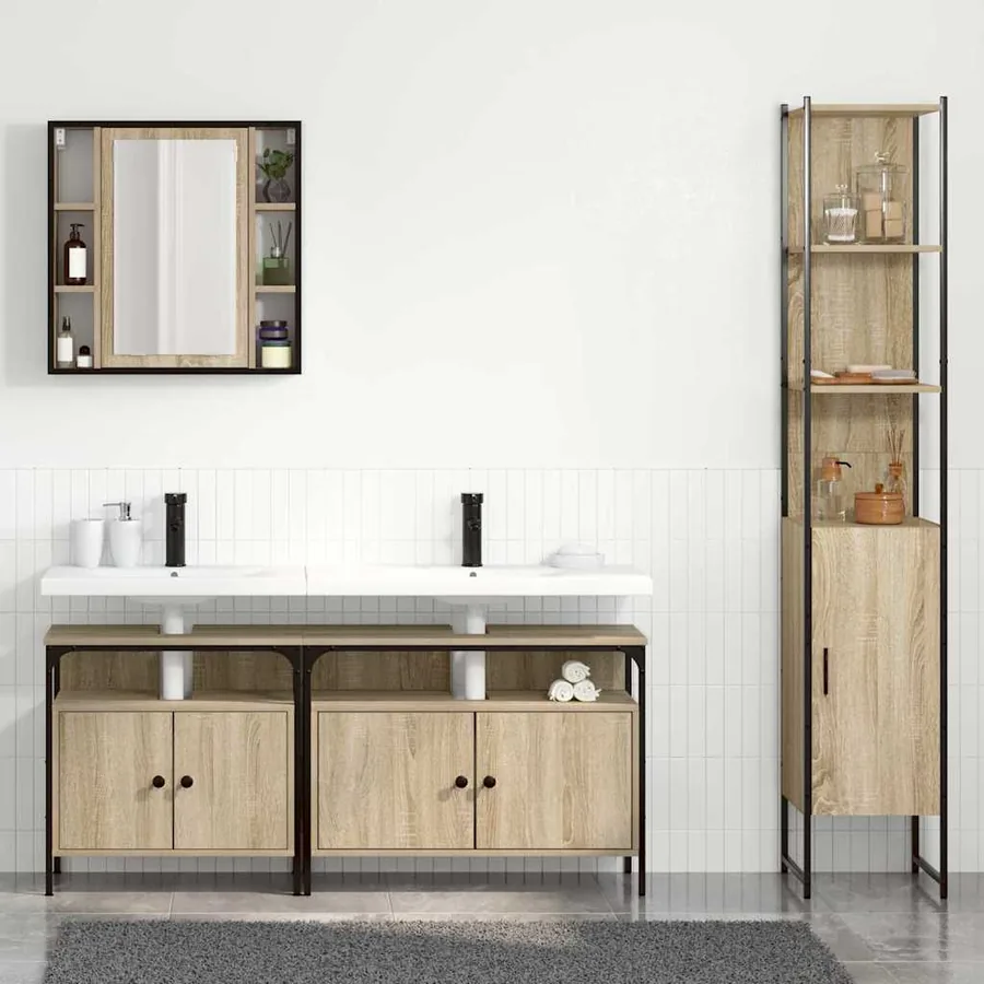 Ensemble de mobilier de salle de bain 4 pcs Chêne Sonoma - 4