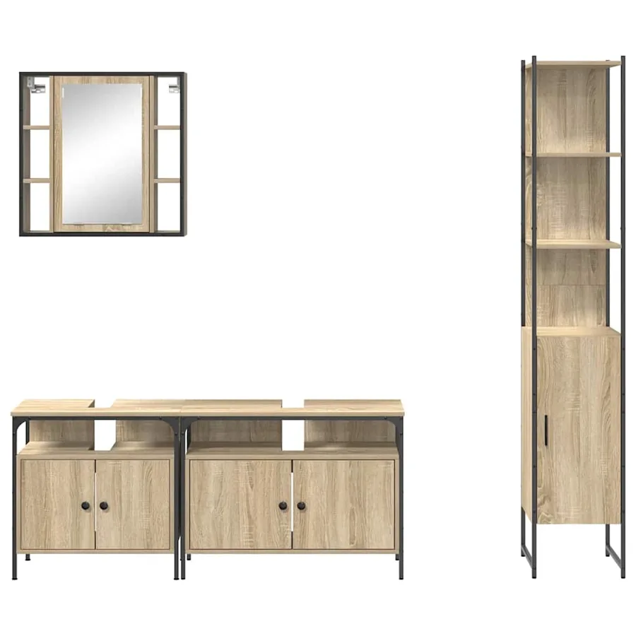 Ensemble de mobilier de salle de bain 4 pcs Chêne Sonoma - 9