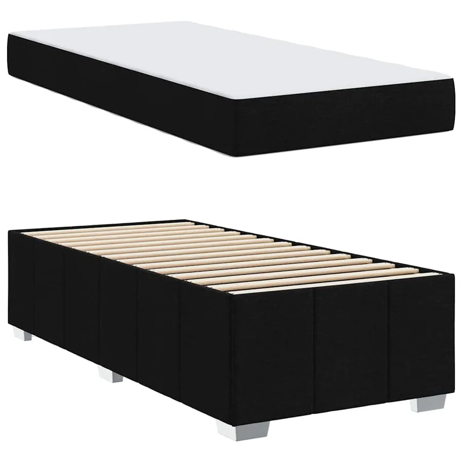 Cadre de lit avec matelas Noir 100 x 200 cm tissu - 6