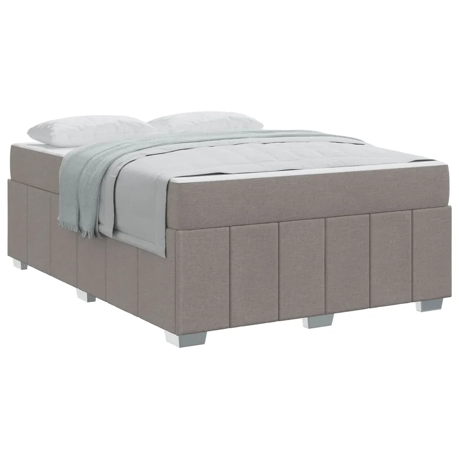 Cadre de lit avec matelas Taupe 140 x 200 cm tissu - 2