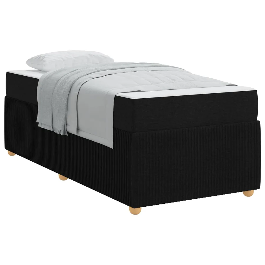 Cadre de lit avec matelas Noir 90 x 190 cm tissu - 2
