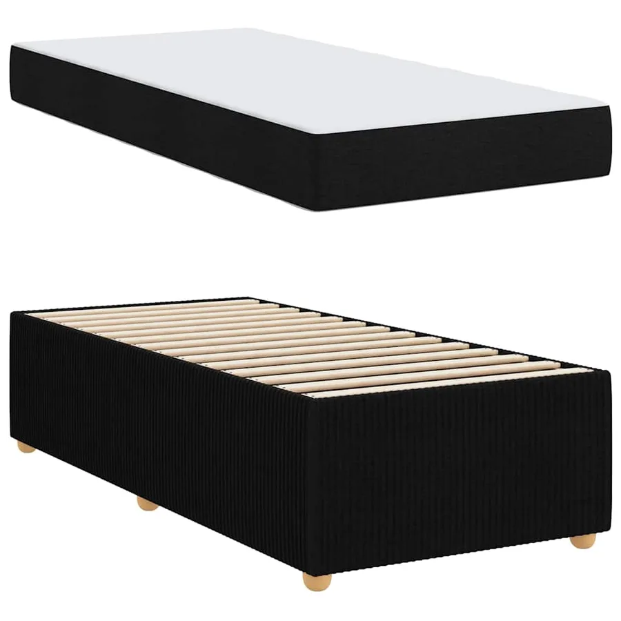 Cadre de lit avec matelas Noir 90 x 190 cm tissu - 6