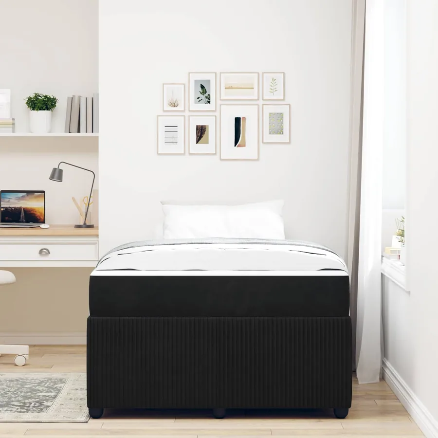 Cadre de lit avec matelas Noir 120 x 200 cm tissu - 4