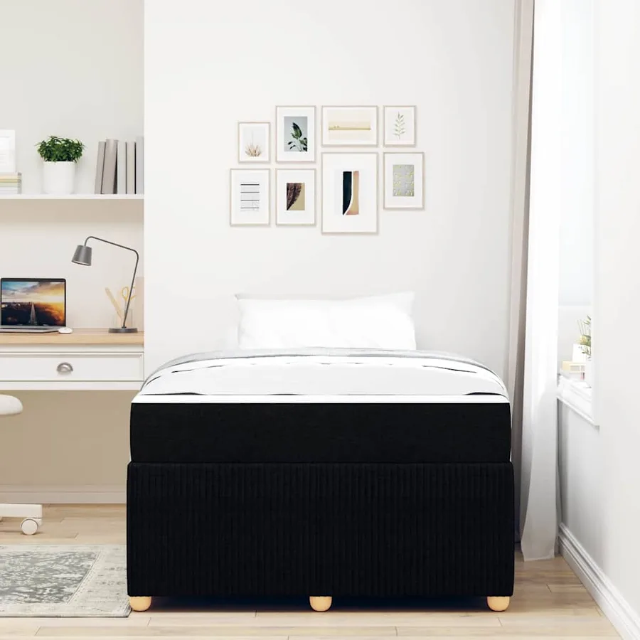 Cadre de lit avec matelas Noir 120 x 200 cm tissu - 3