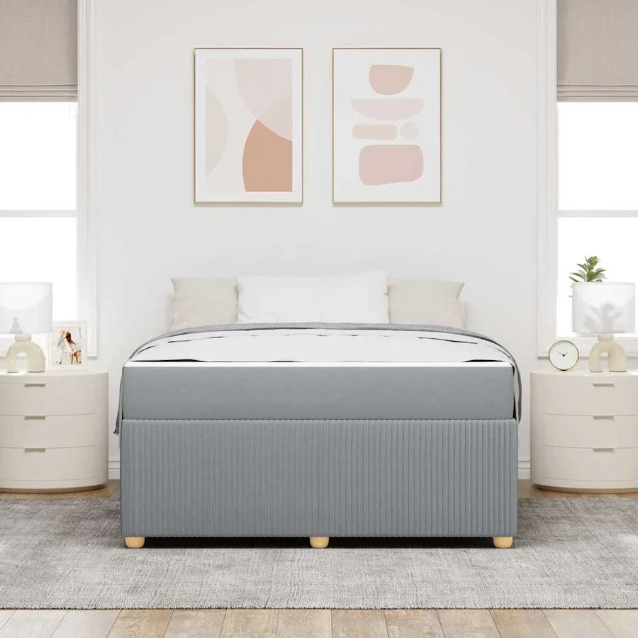 Cadre de lit avec matelas Gris clair 160 x 200 cm tissu - 3