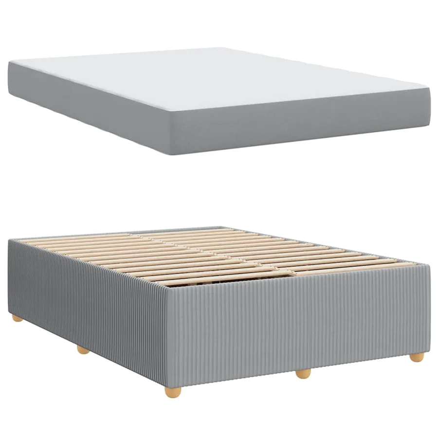 Cadre de lit avec matelas Gris clair 160 x 200 cm tissu - 4