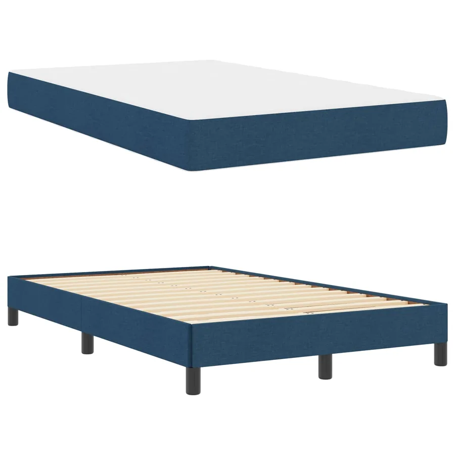 Lit à ressorts avec matelas Bleu 120 x 200 cm tissu - 5