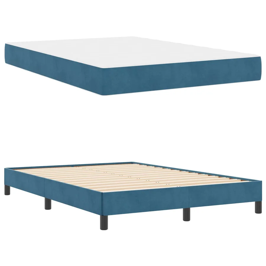 Lit à ressorts avec matelas Bleu foncé 140 x 200 cm tissu - 5