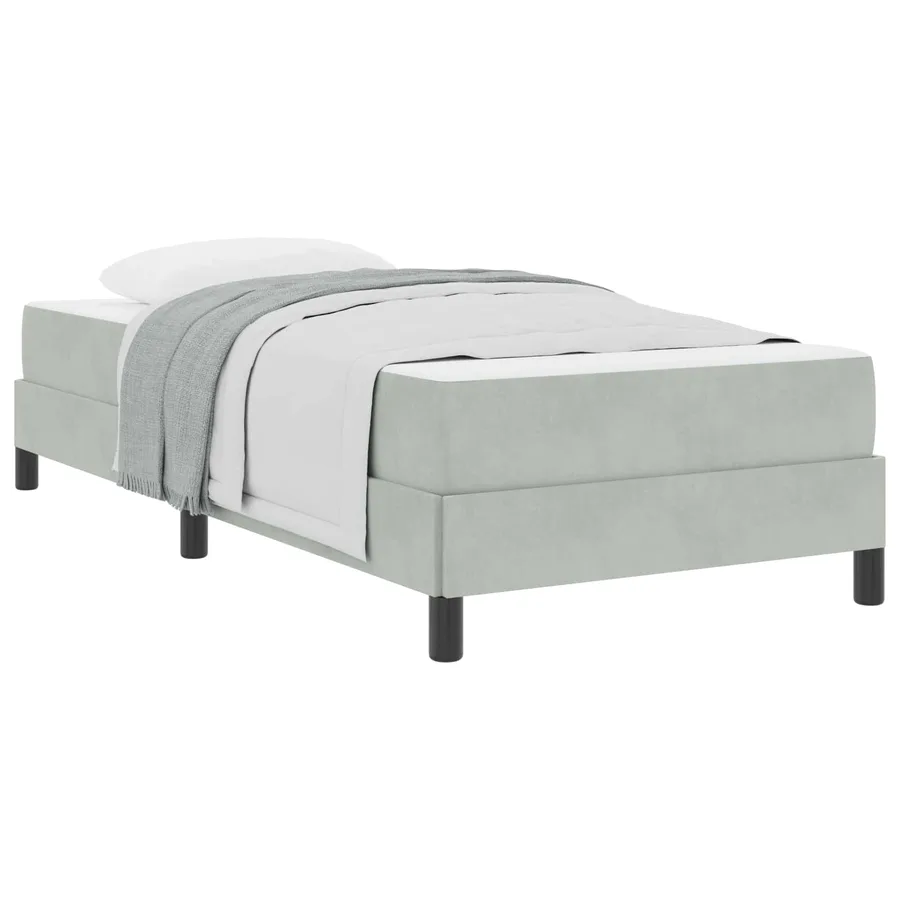 Lit à ressorts avec matelas Gris clair 90 x 190 cm tissu - 2