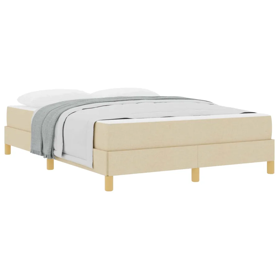 Lit à ressorts avec matelas Crème 140 x 200 cm tissu - 3