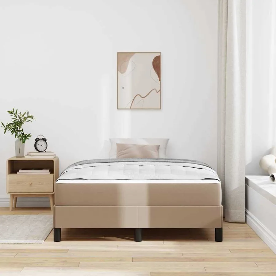 Cadre de lit avec matelas Cappuccino 120 x 200 cm tissu - 3