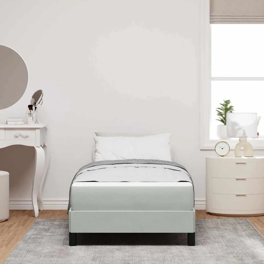 Lit à ressorts avec matelas Gris clair 90 x 200 cm tissu - 3