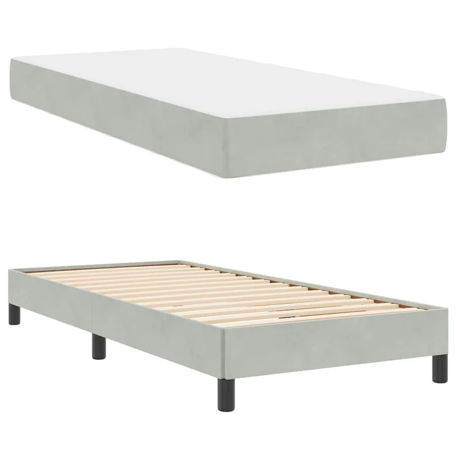 Lit à ressorts avec matelas Gris clair 90 x 200 cm tissu - 6