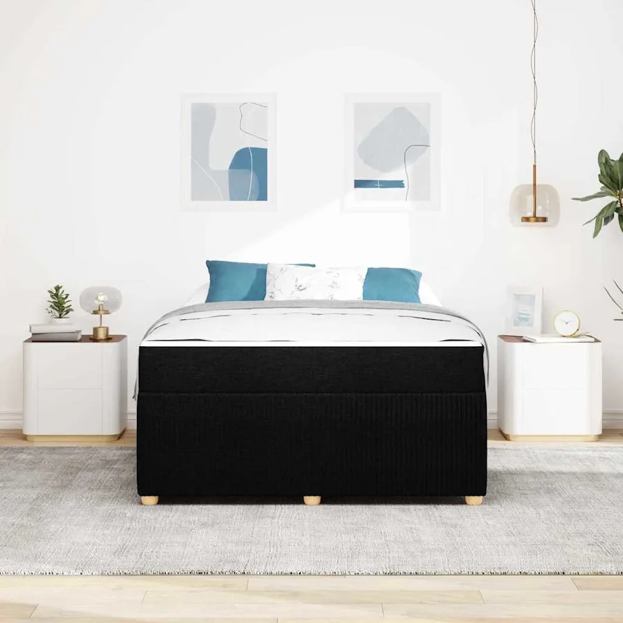 Cadre de lit avec matelas Noir 160 x 200 cm tissu - 3