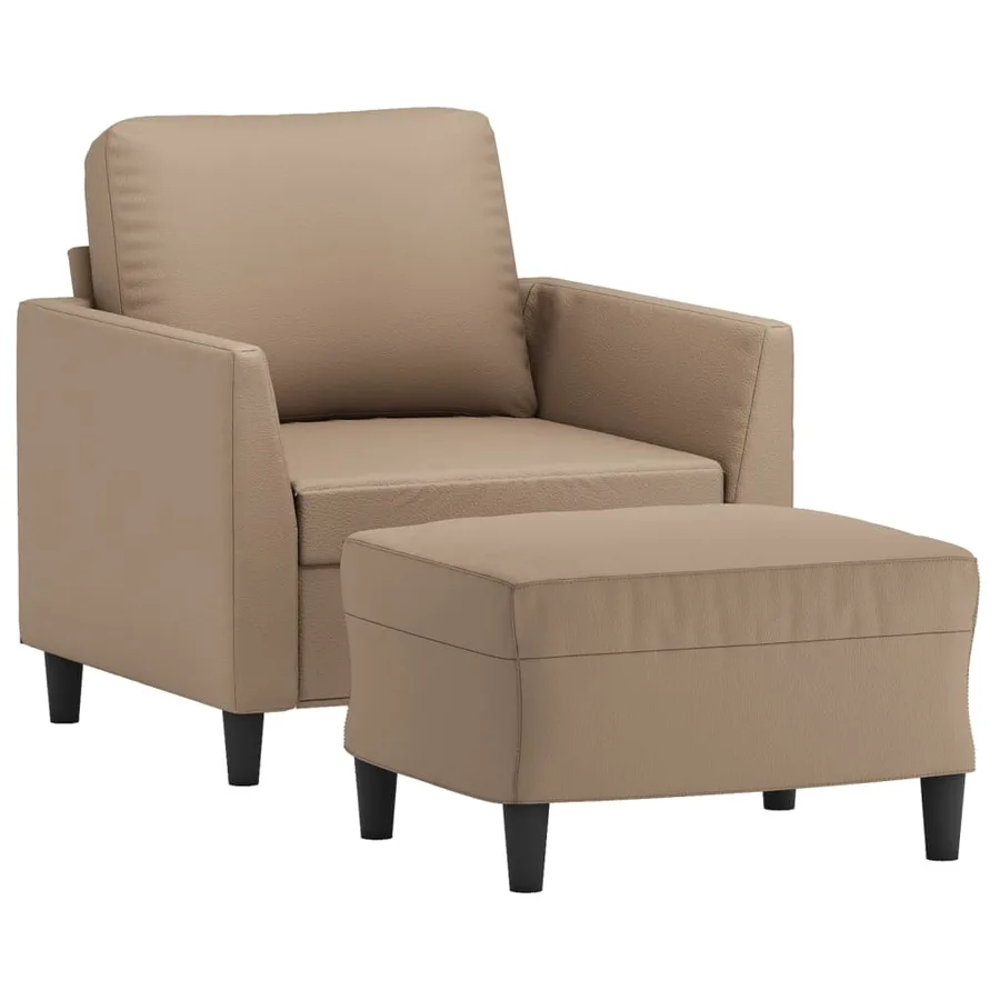 Fauteuil avec repose-pied Cappuccino 60 cm Similicuir - 3