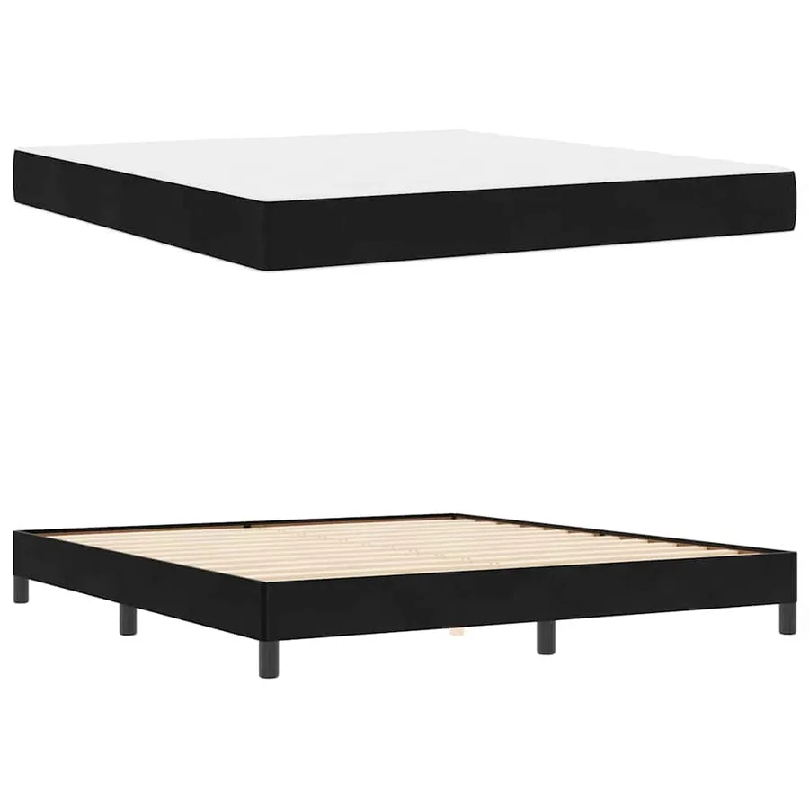 Lit à ressorts avec matelas Noir 180 x 210 cm tissu - 4