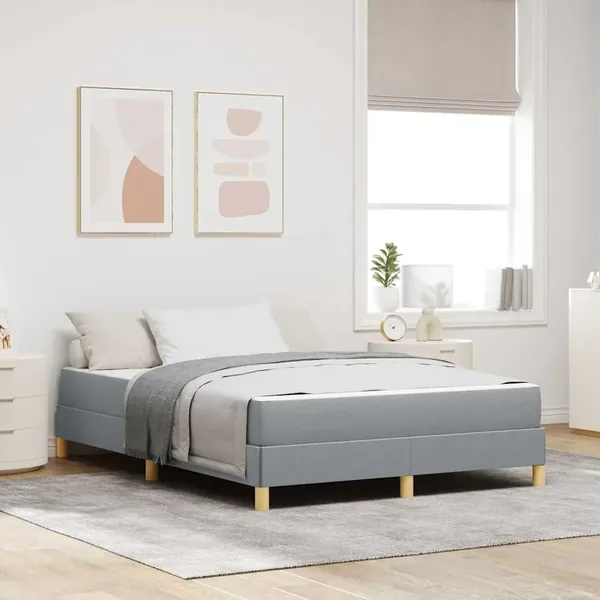Lit à ressorts avec matelas Gris clair 140 x 190 cm tissu