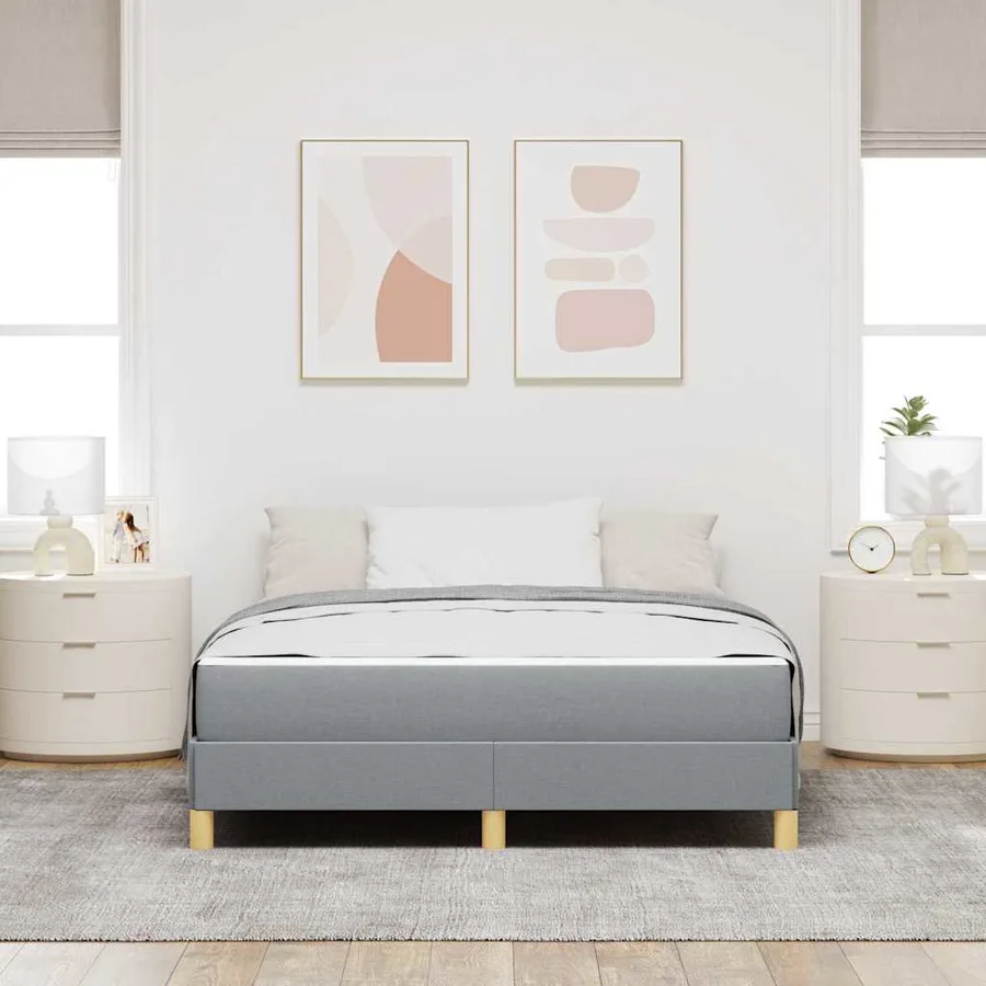 Lit à ressorts avec matelas Gris clair 140 x 190 cm tissu - 3