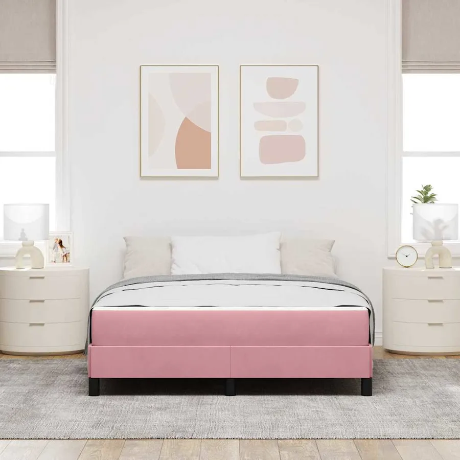 Lit à ressorts avec matelas Rose 140 x 210 cm tissu - 3