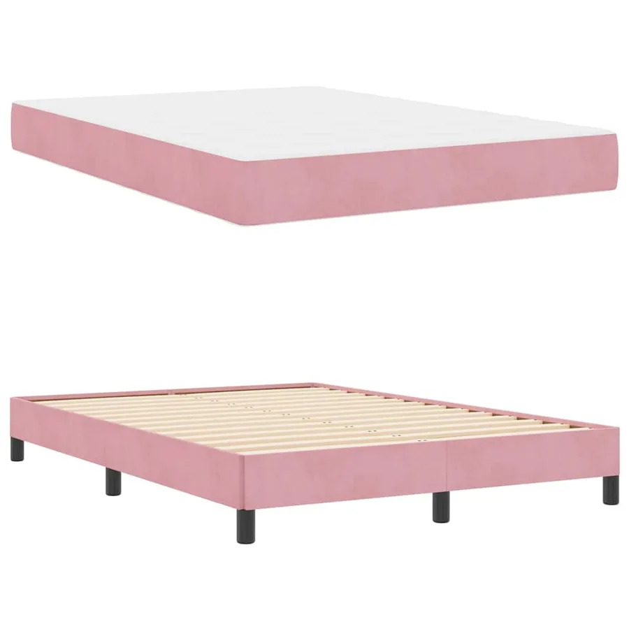 Lit à ressorts avec matelas Rose 140 x 210 cm tissu - 4