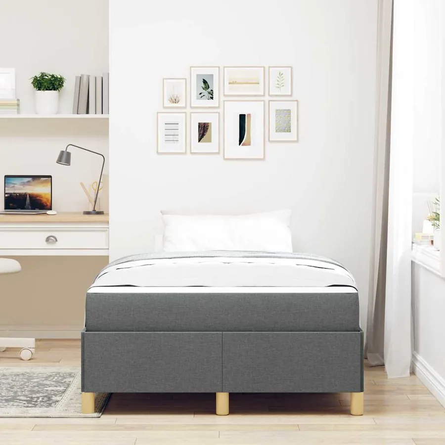 Cadre de lit avec matelas Gris foncé 120 x 200 cm tissu - 3