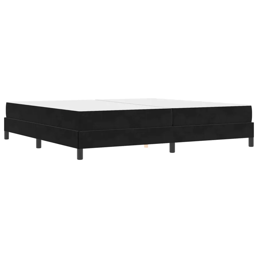 Lit à ressorts avec matelas Noir 200 x 200 cm tissu - 2
