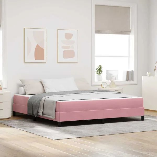 Lit à ressorts avec matelas Rose 180 x 210 cm tissu