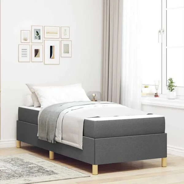 Cadre de lit avec matelas Gris foncé 80 x 200 cm tissu
