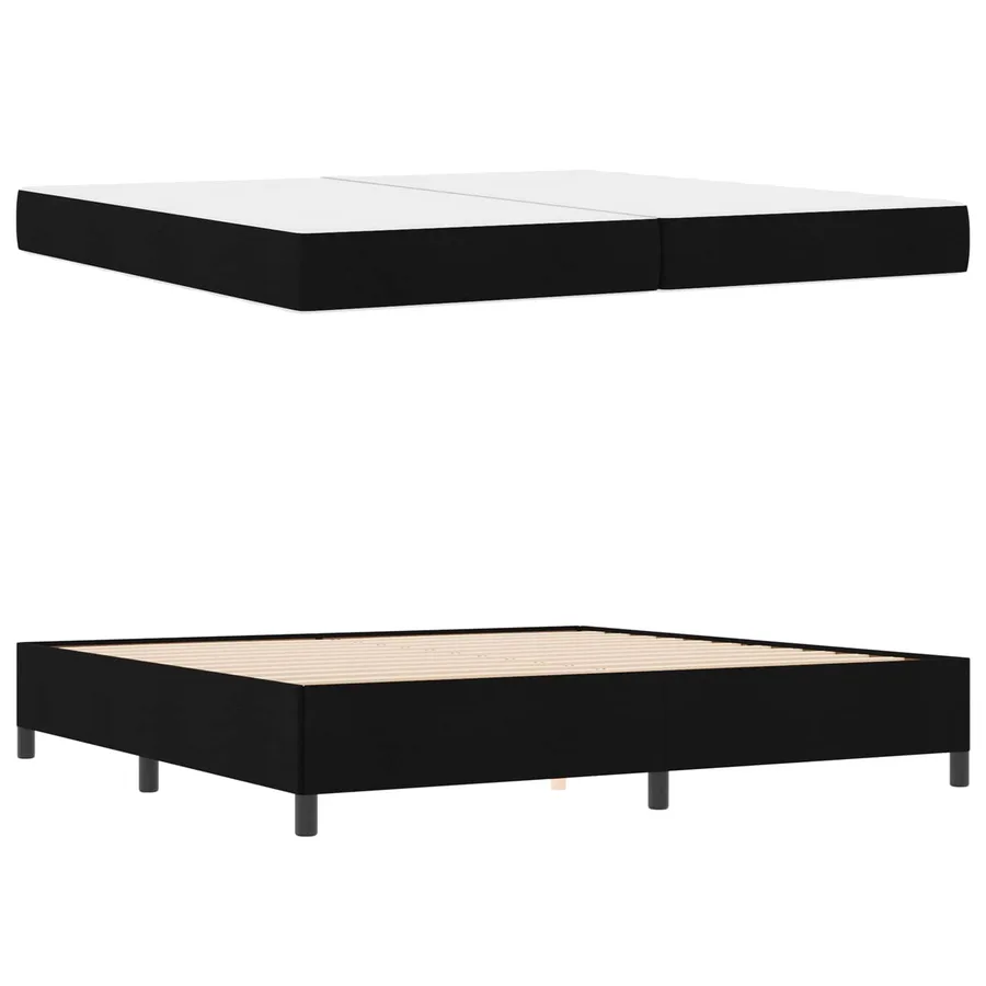 Lit à ressorts avec matelas Noir 200 x 200 cm tissu - 4