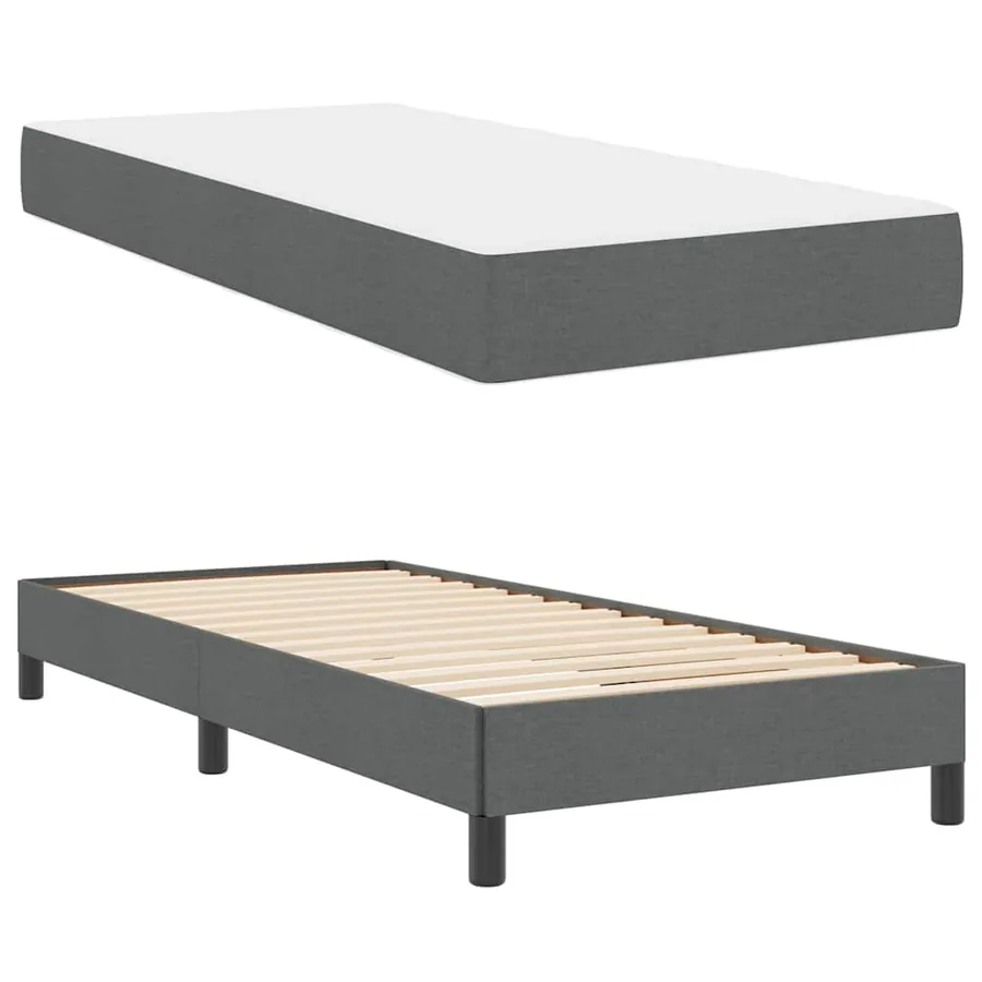 Lit à ressorts avec matelas Gris foncé 100 x 200 cm tissu - 6