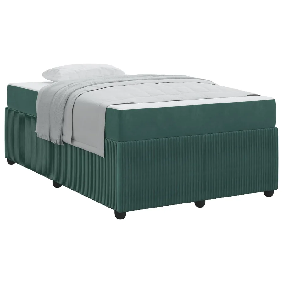 Cadre de lit avec matelas Vert foncé 120 x 190 cm tissu - 2