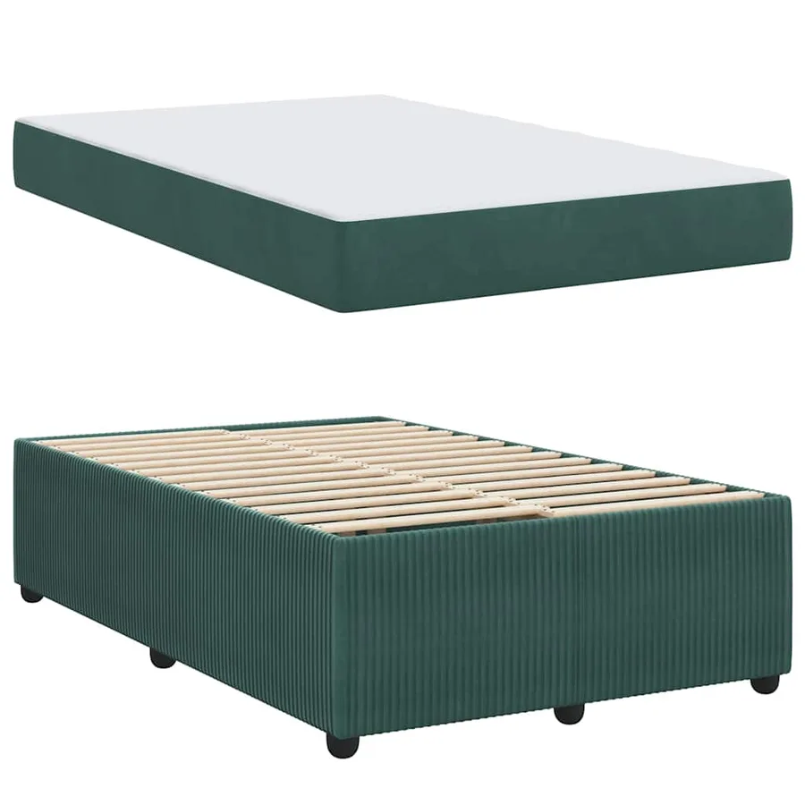 Cadre de lit avec matelas Vert foncé 120 x 190 cm tissu - 4