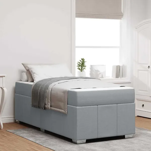 Cadre de lit avec matelas Gris clair 100 x 200 cm tissu