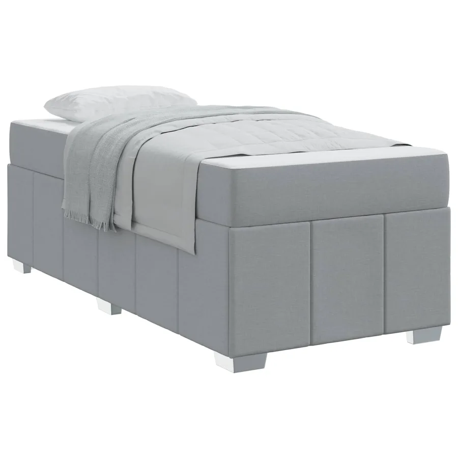 Cadre de lit avec matelas Gris clair 100 x 200 cm tissu - 2