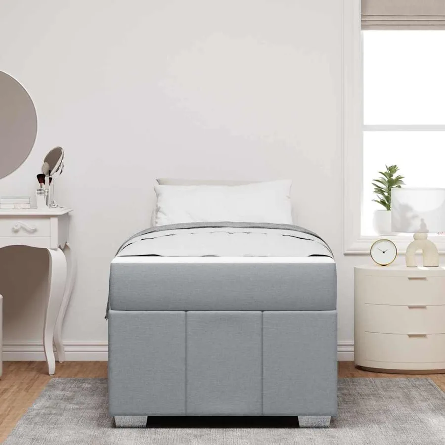 Cadre de lit avec matelas Gris clair 100 x 200 cm tissu - 3