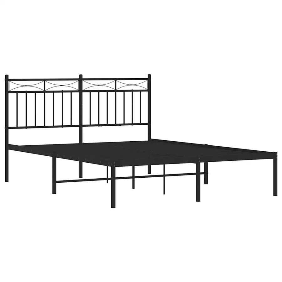 Cadre de lit métal sans matelas avec tête de lit noir 135x190cm - 5