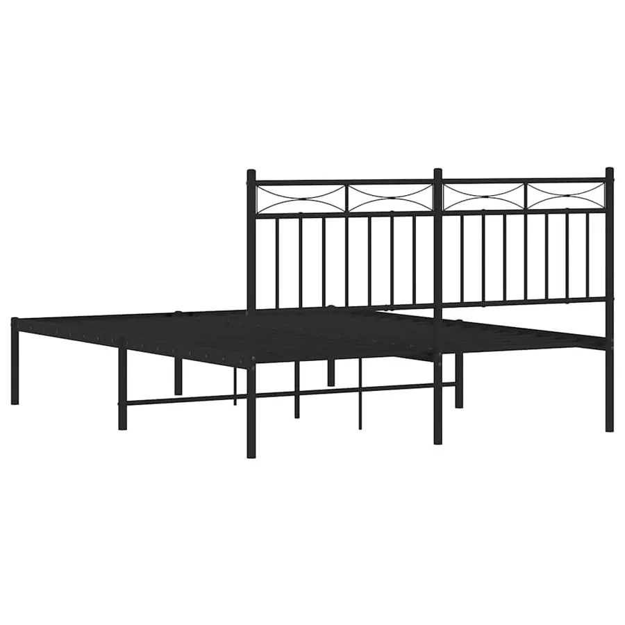 Cadre de lit métal sans matelas avec tête de lit noir 135x190cm - 8