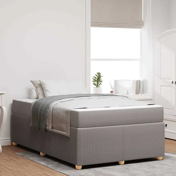 Cadre de lit avec matelas Taupe 120 x 200 cm tissu