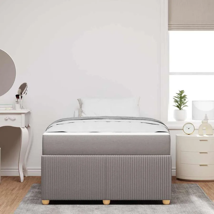 Cadre de lit avec matelas Taupe 120 x 200 cm tissu - 3