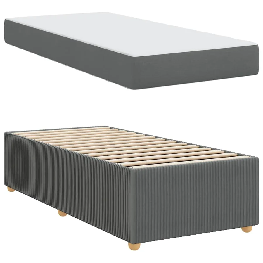 Cadre de lit avec matelas Gris foncé 90 x 200 cm tissu - 6