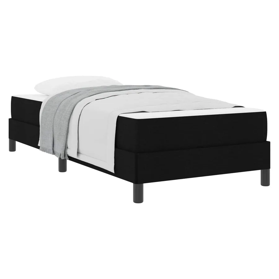 Lit à ressorts avec matelas Noir 90 x 190 cm tissu - 2
