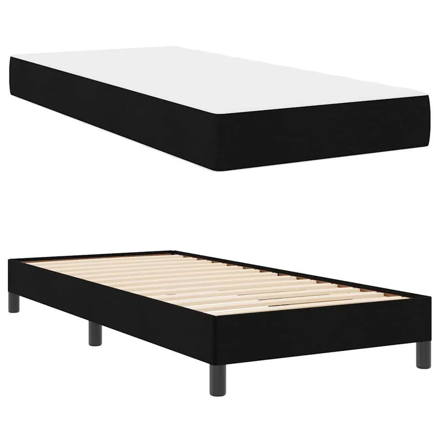 Lit à ressorts avec matelas Noir 90 x 190 cm tissu - 6