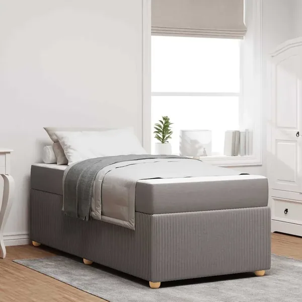 Cadre de lit avec matelas Taupe 100 x 200 cm tissu
