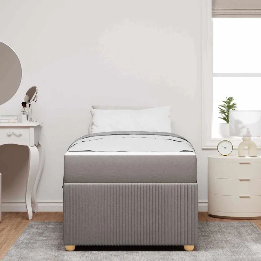 Cadre de lit avec matelas Taupe 100 x 200 cm tissu - 3