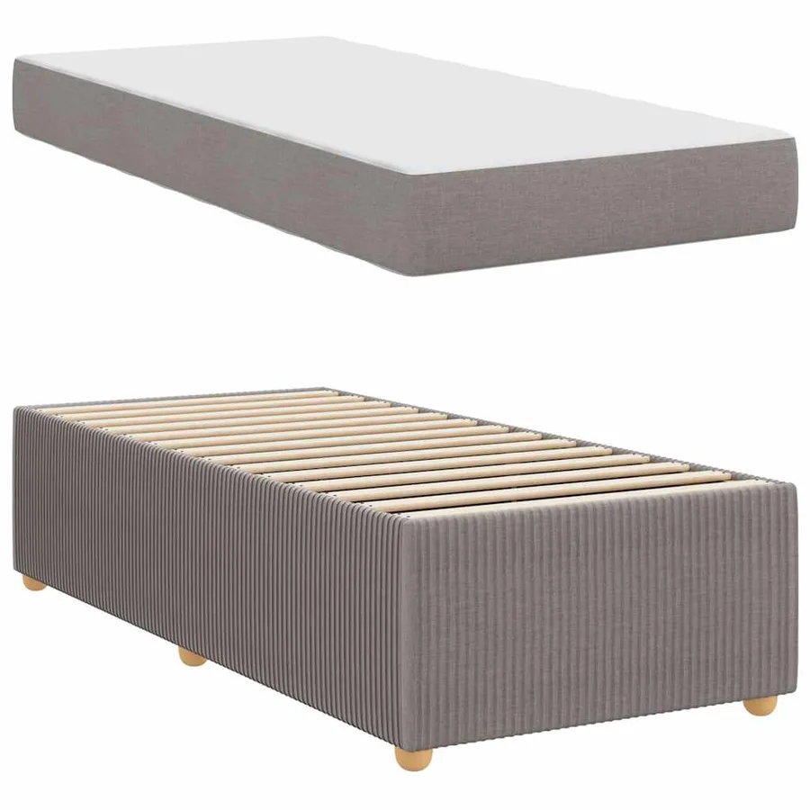 Cadre de lit avec matelas Taupe 100 x 200 cm tissu - 4