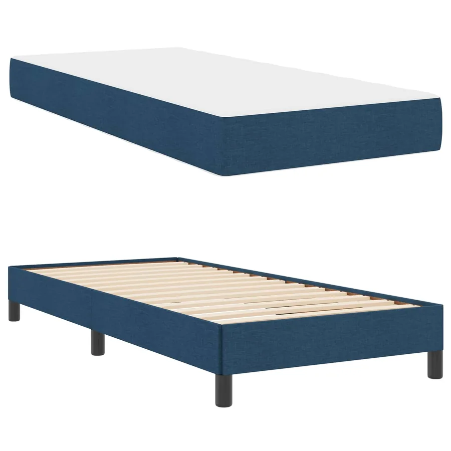 Lit à ressorts avec matelas Bleu 90 x 200 cm tissu - 5