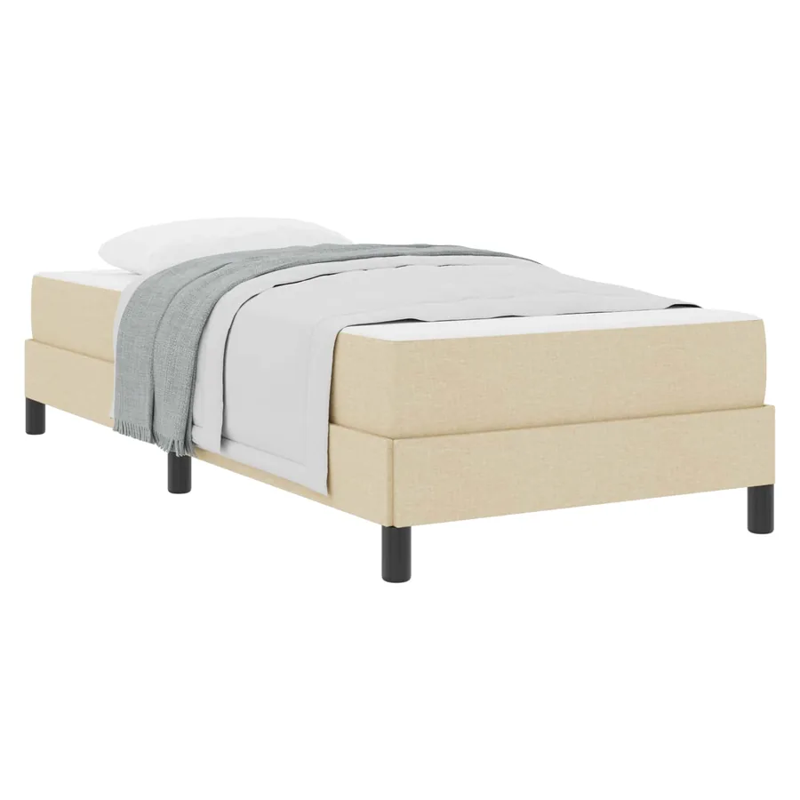 Lit à ressorts avec matelas Crème 100 x 200 cm tissu - 2