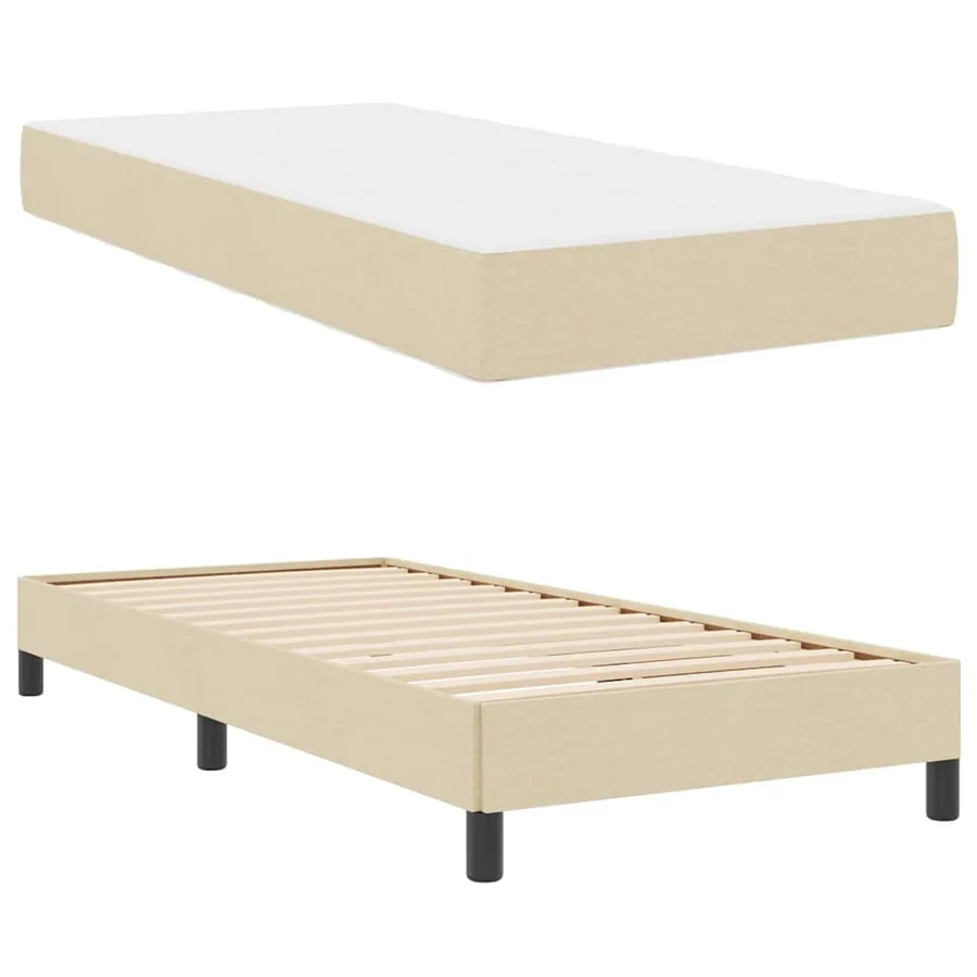 Lit à ressorts avec matelas Crème 100 x 200 cm tissu - 6