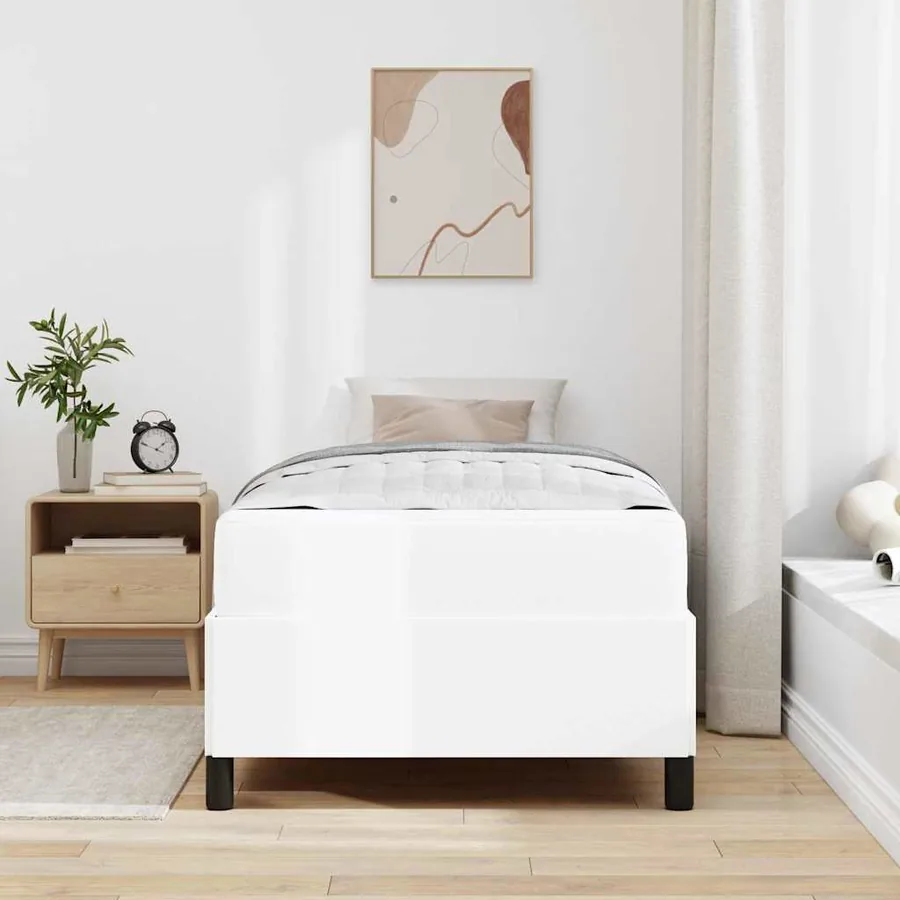 Cadre de lit avec matelas Blanc 90 x 190 cm tissu - 3