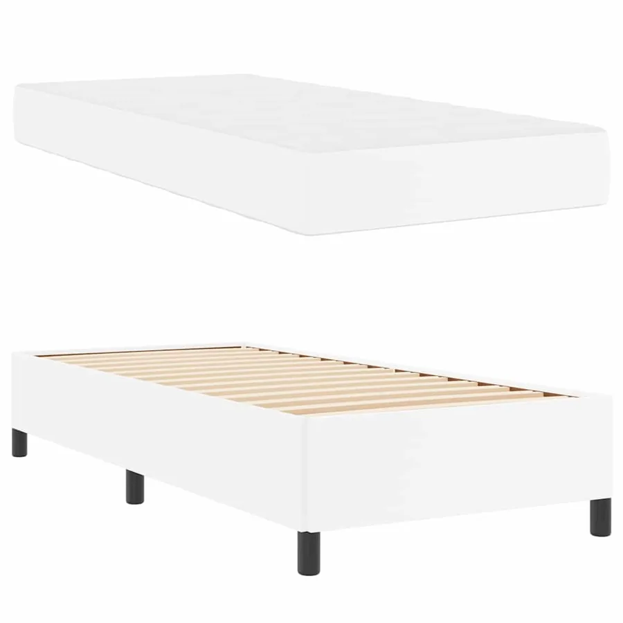 Cadre de lit avec matelas Blanc 90 x 190 cm tissu - 6